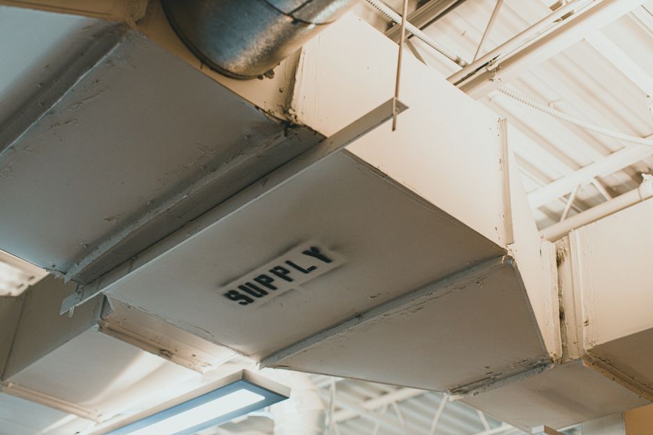 HVAC ventilation ductwork and furnace